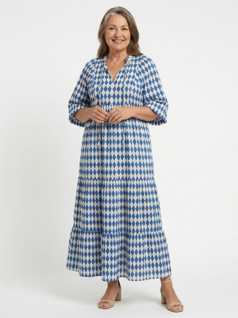 Elodie | Mekko timanttikuviolla ja kerroksittaisella hameella