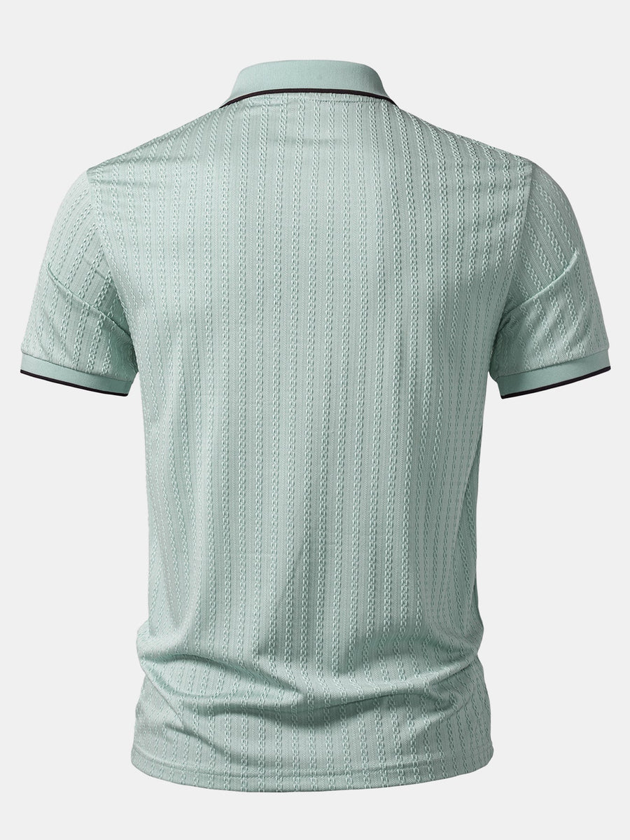 Contrast Trim Textured Knit Polo