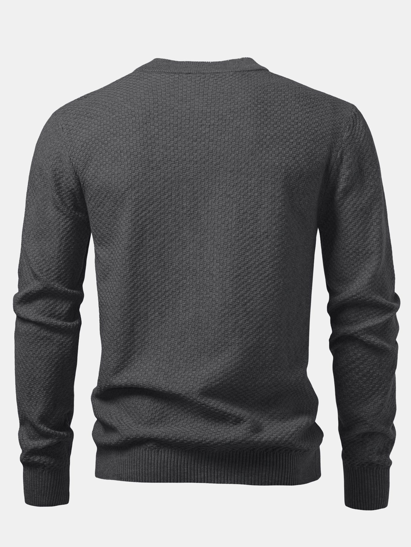 Checkerboard Textured Crew Neck Sweater