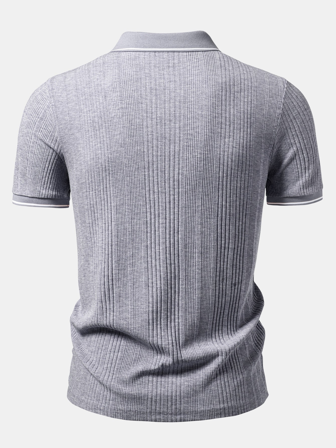 Contrast Stripe Trim Ribbed Polo