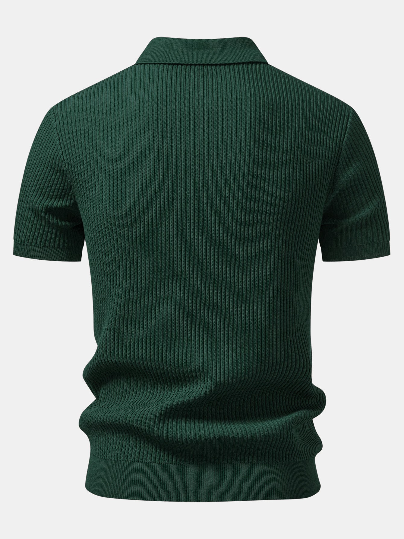 Ribbed Zipper Knit Polo
