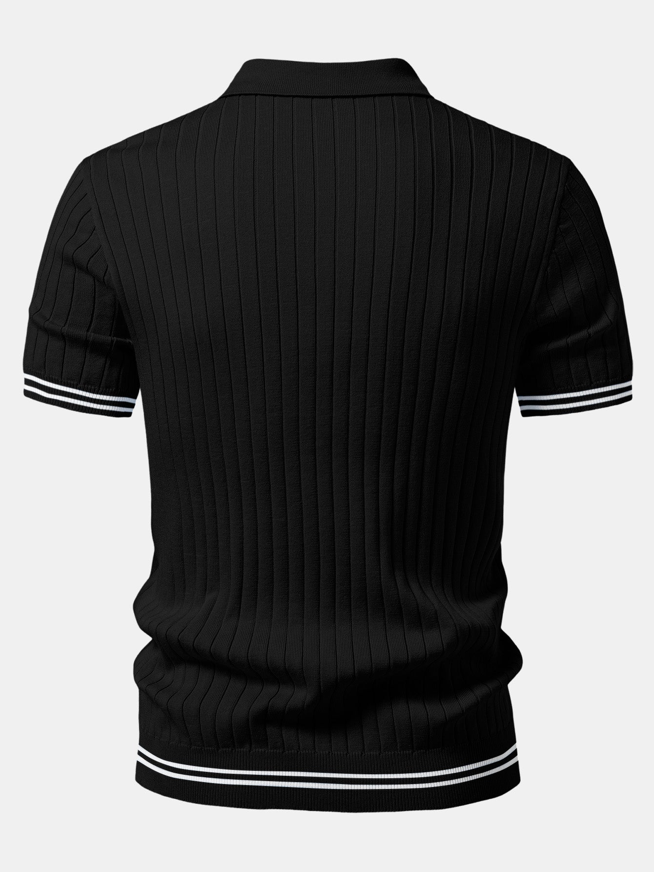 Contrast Trim Johnny Collar Knit Polo