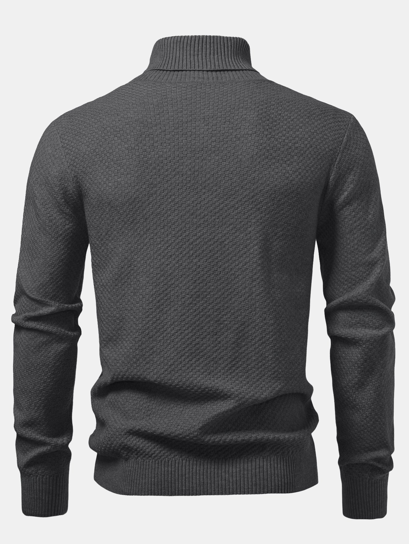 Checkerboard Textured Turtle Neck Sweater