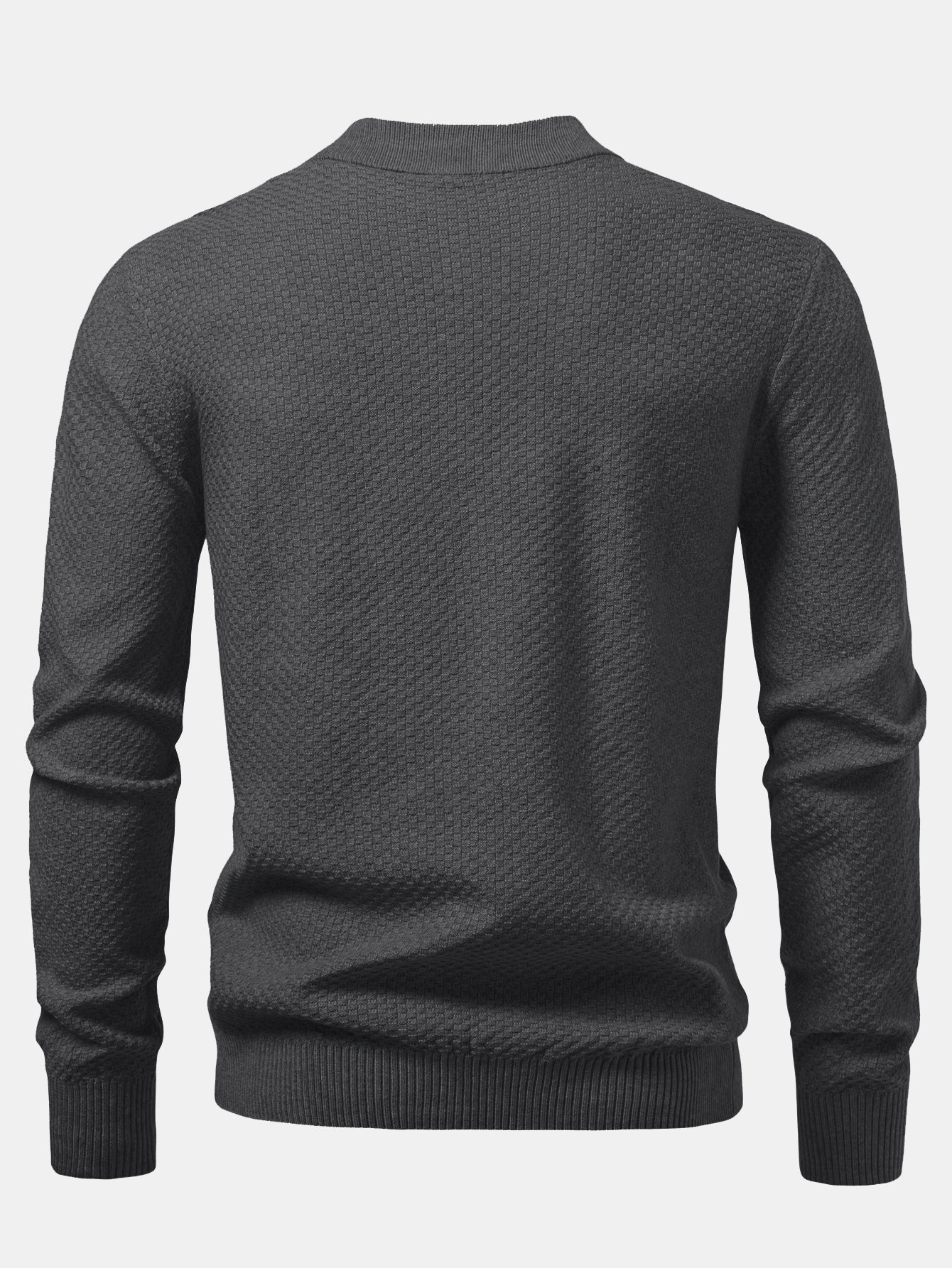 Checkerboard Textured Mock Neck Sweater