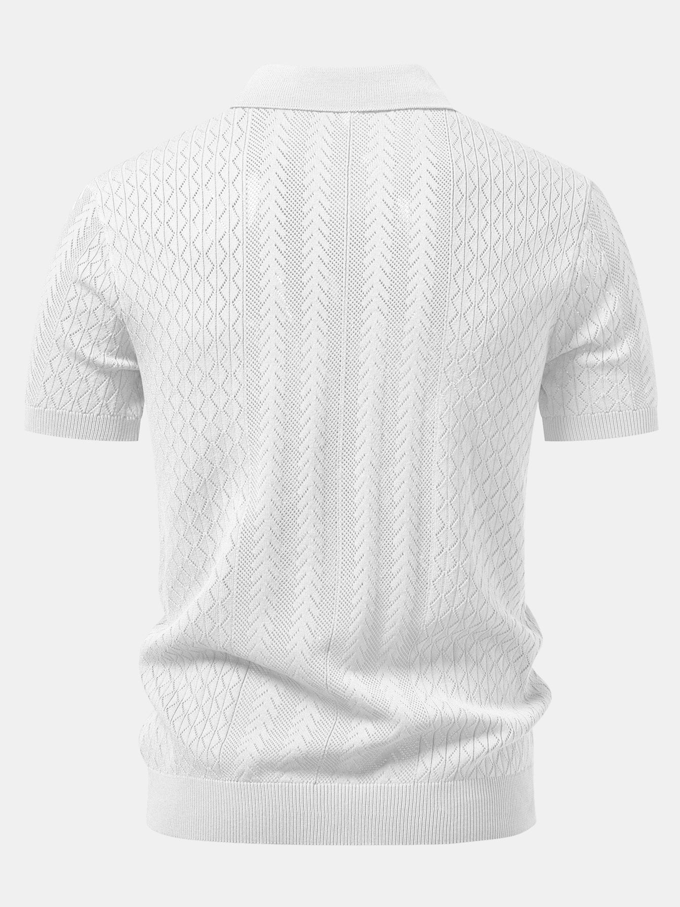 Geometric Jacquard Open Knit Polo