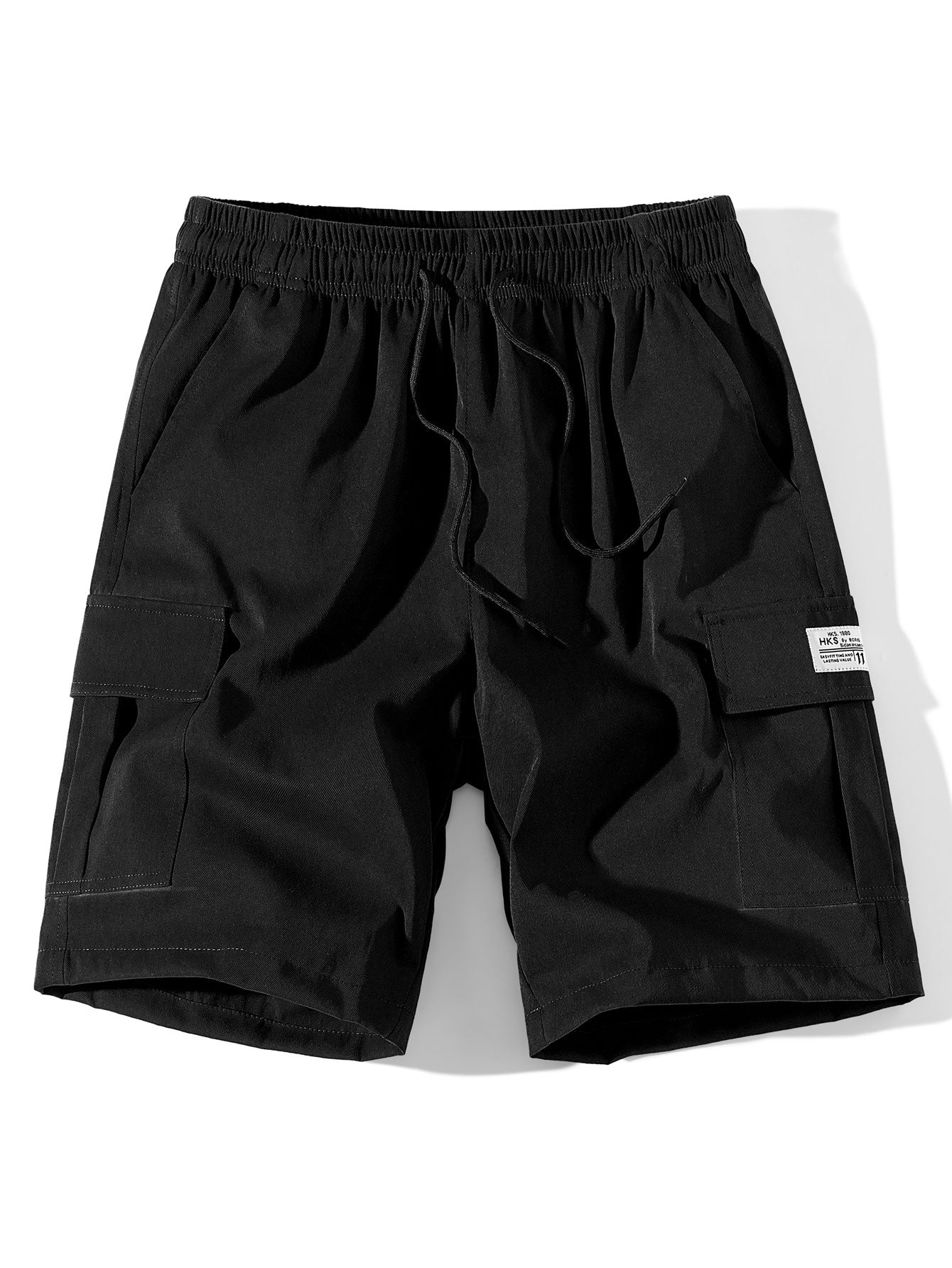 Solid Color Cargo Drawstring Shorts