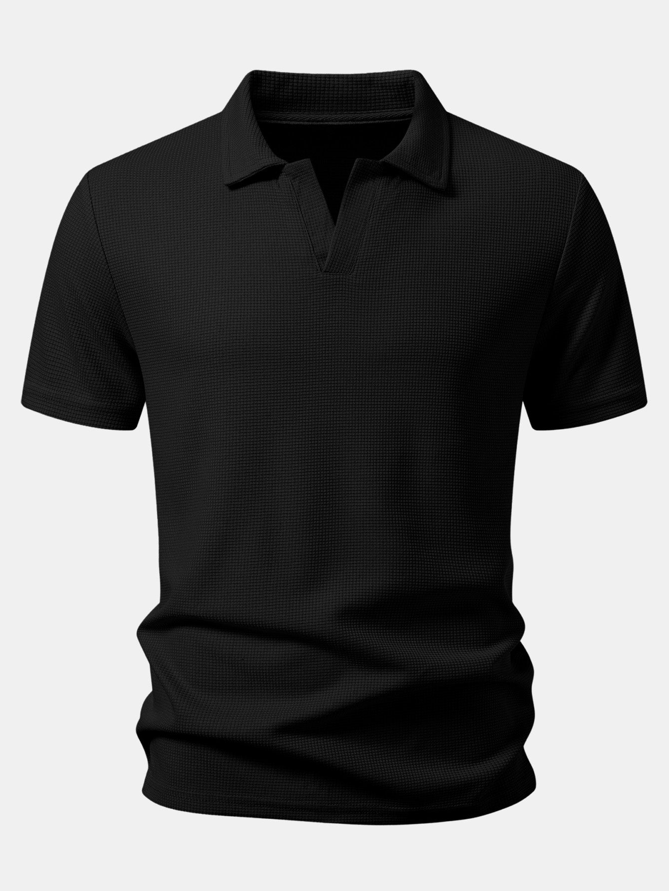 Waffle V Neck Polo
