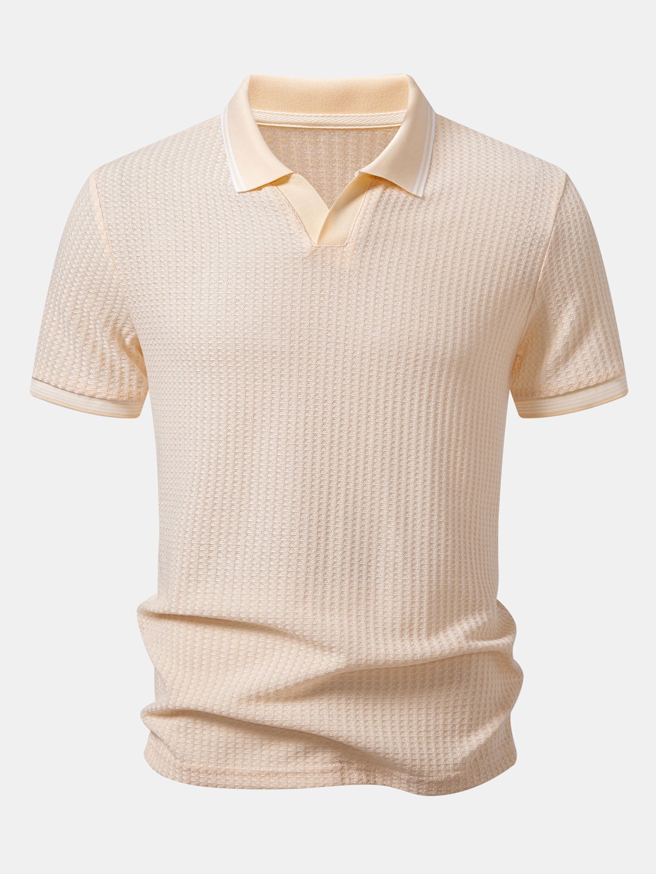 Waffle V Neck Knit Polo