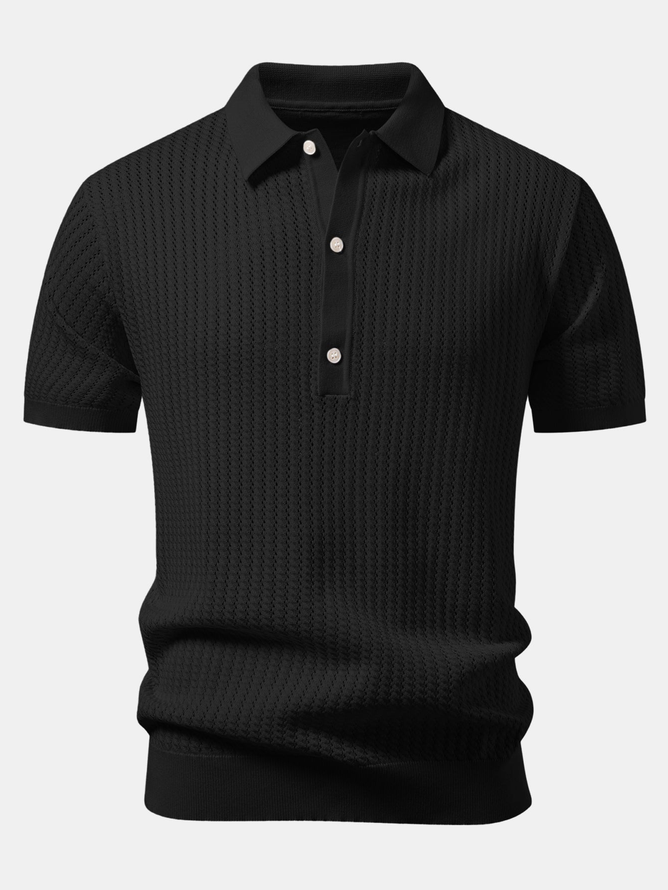 Striped Open Knit Polo