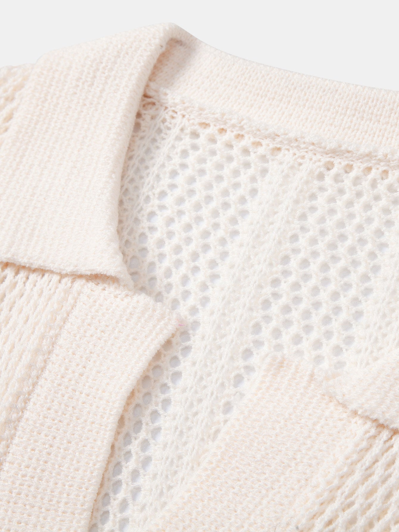 Relax Fit Crochet V Neck Knit Polo