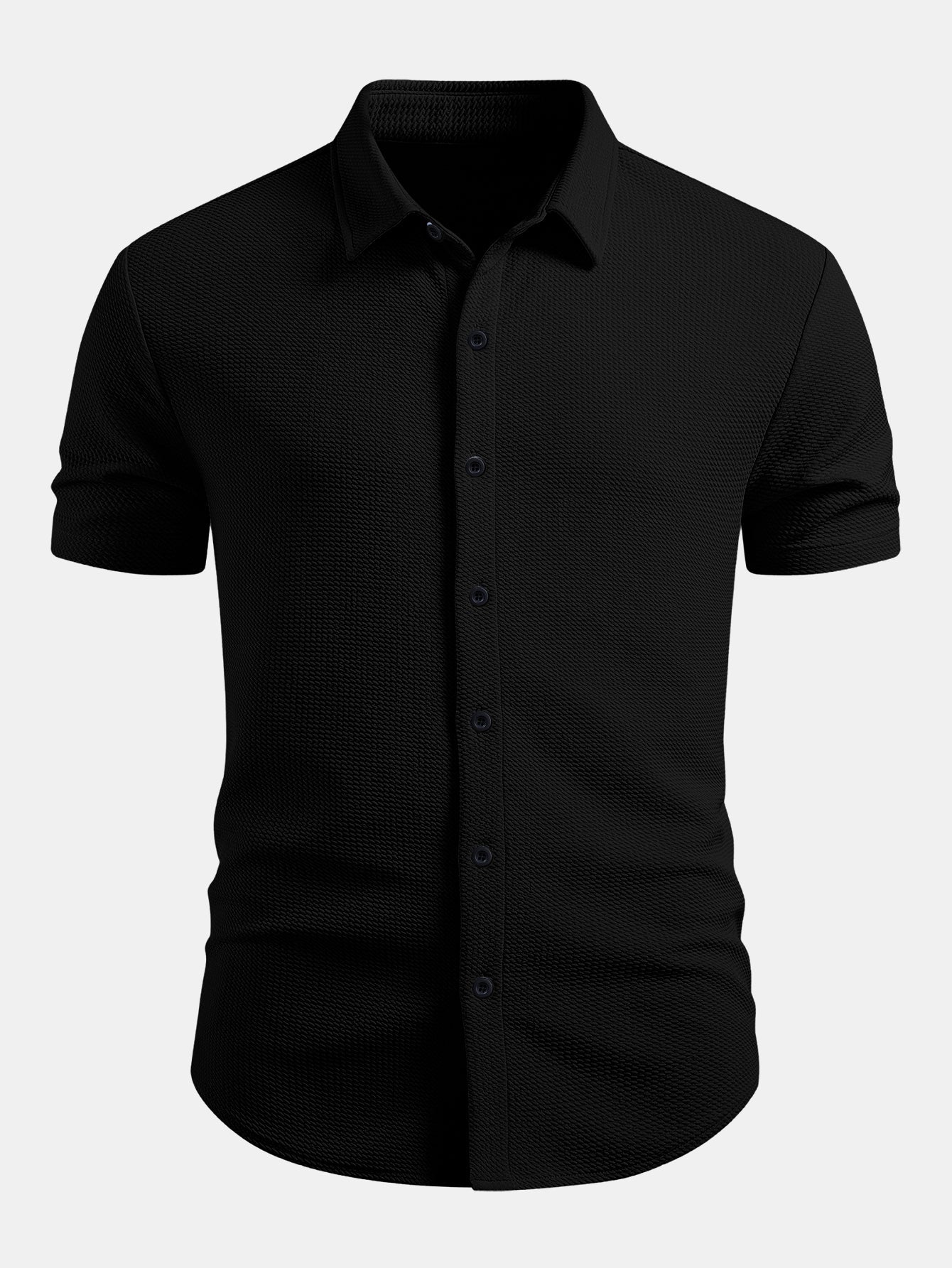 Muscle Fit Textured Button Up Shirt