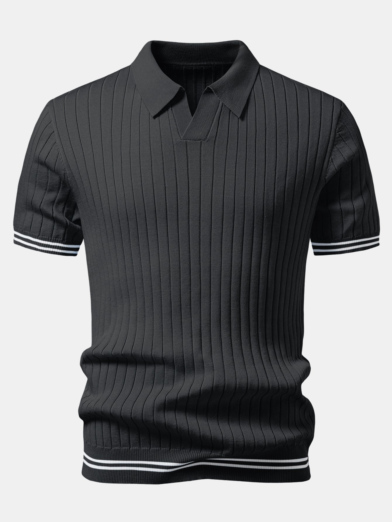 Contrast Trim Johnny Collar Knit Polo