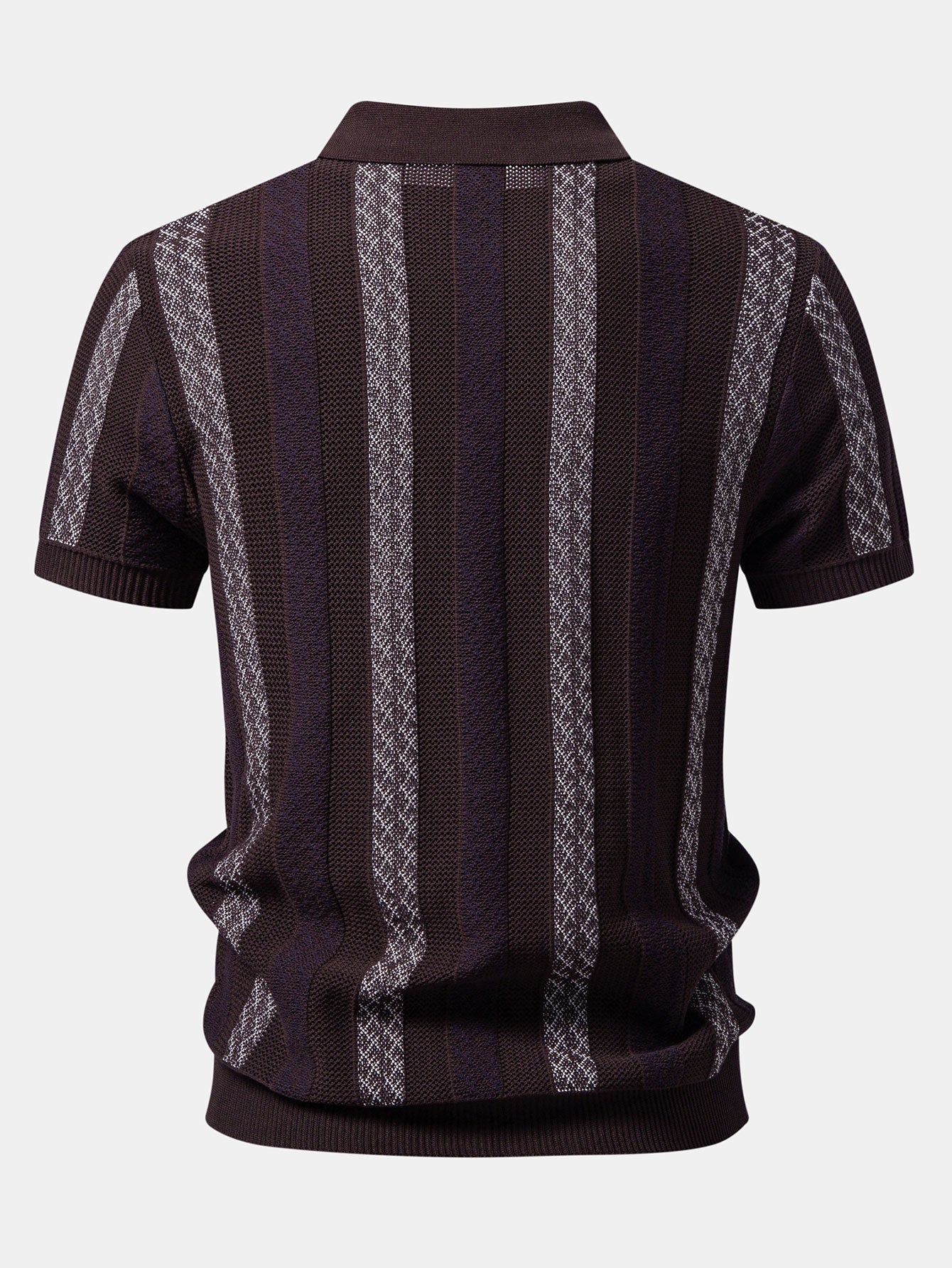 Striped Textured Knit Polo & Elastic Waist Chino Shorts
