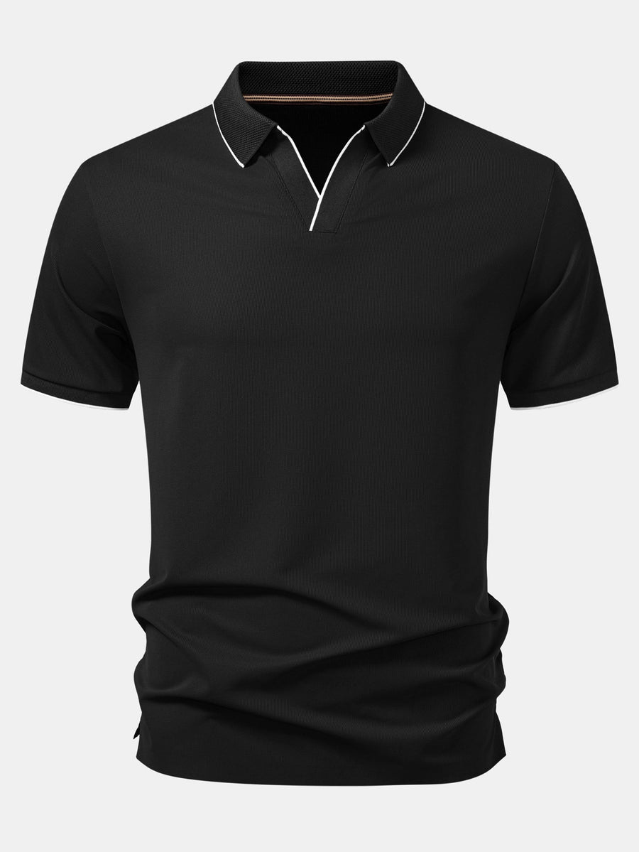 Waffle V Neck Polo