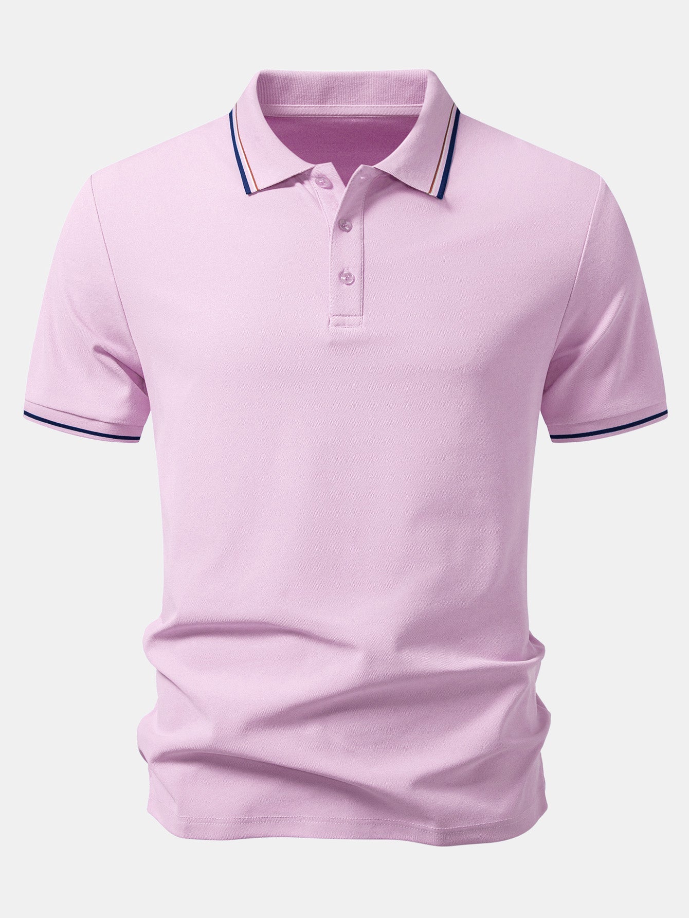 Contrast Striped Trim Pique Polo