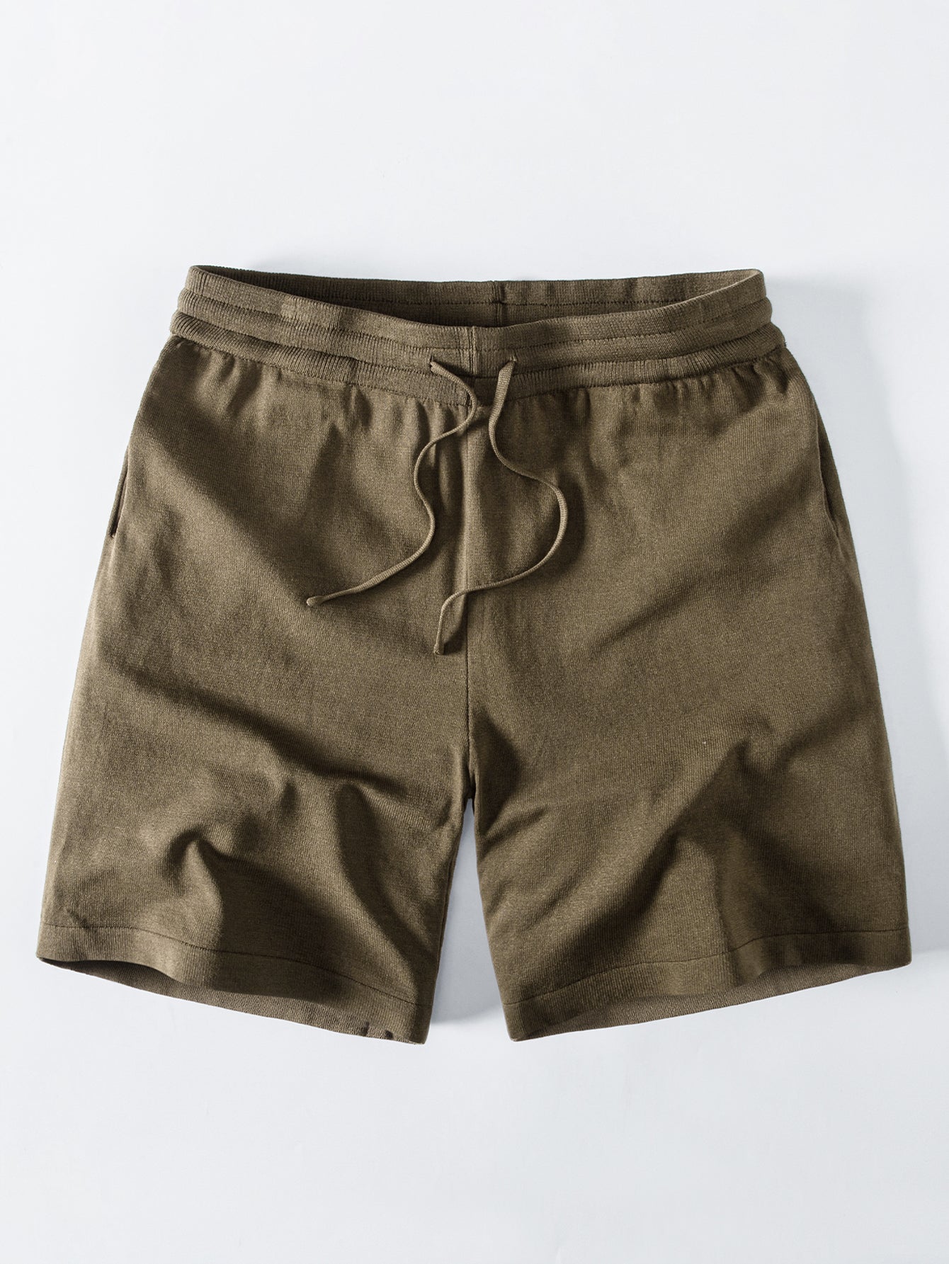 Solid Drawstring Knit Shorts
