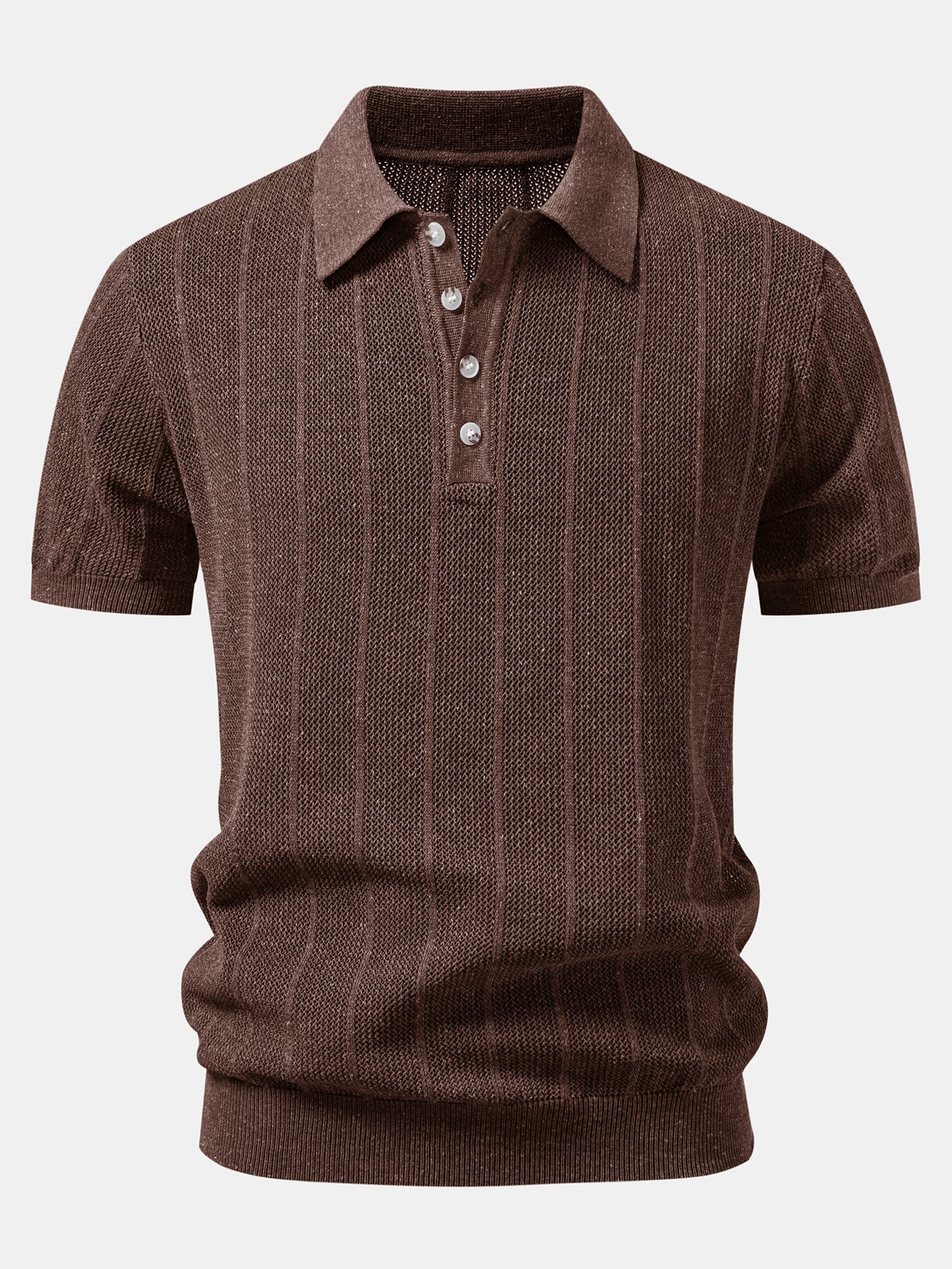 Linen Stripe Open Knit Polo