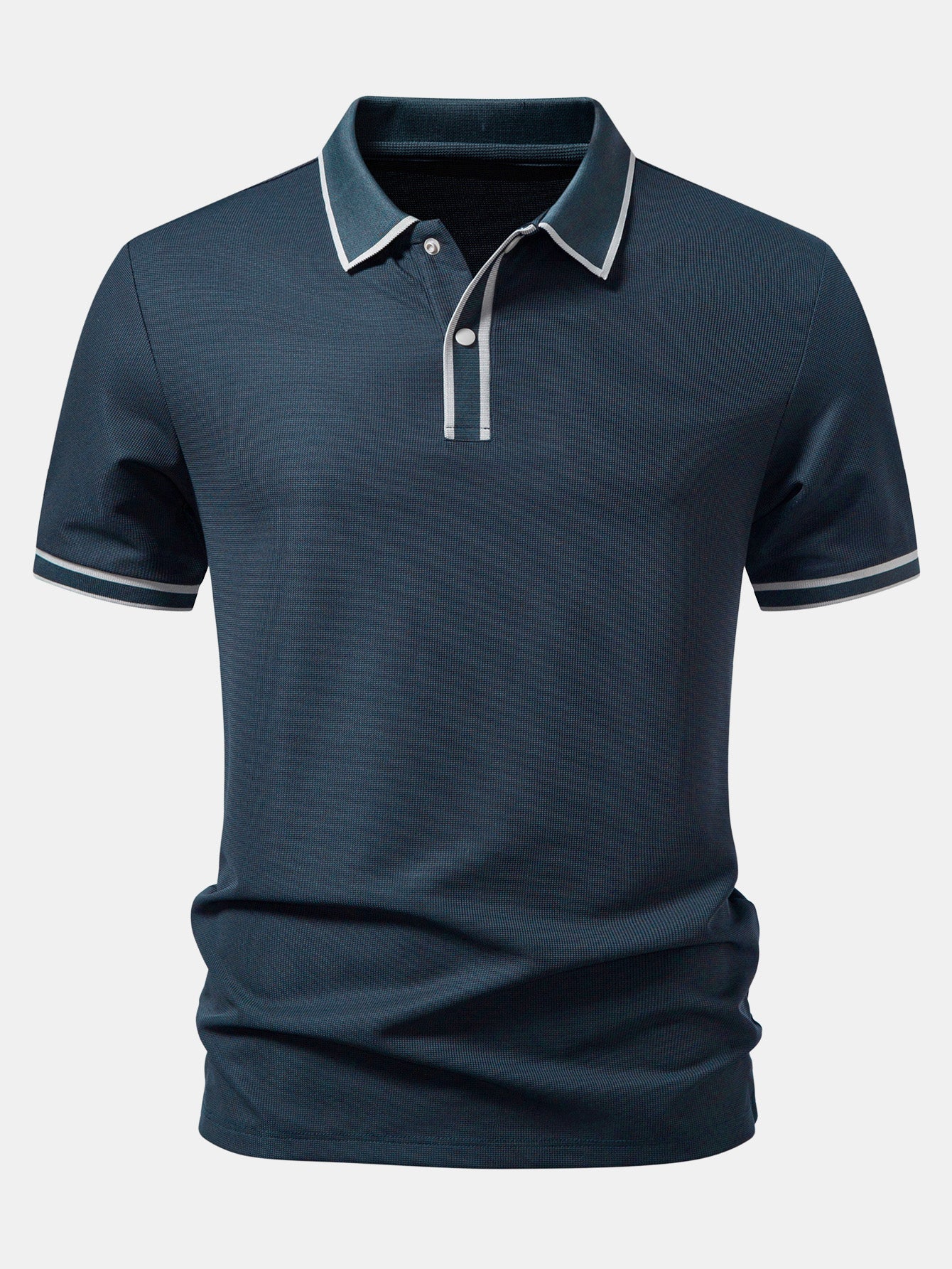 Contrast Trim Waffle Polo