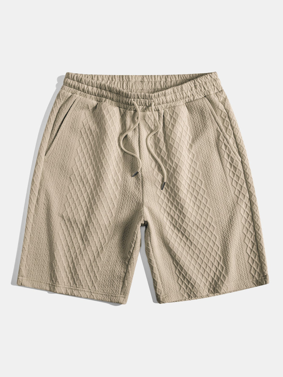 Diamond Geometric Jacquard Drawstring Shorts
