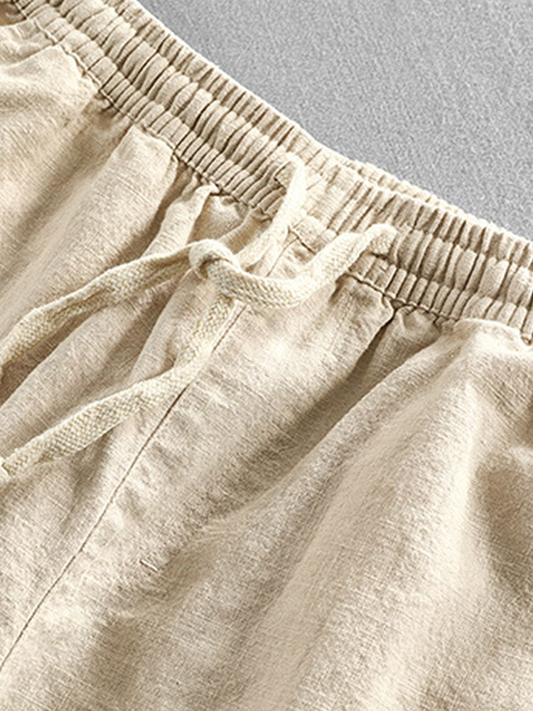 Geometric Jacquard Eyelet Cuban Shirt & Linen Cotton Blend Shorts