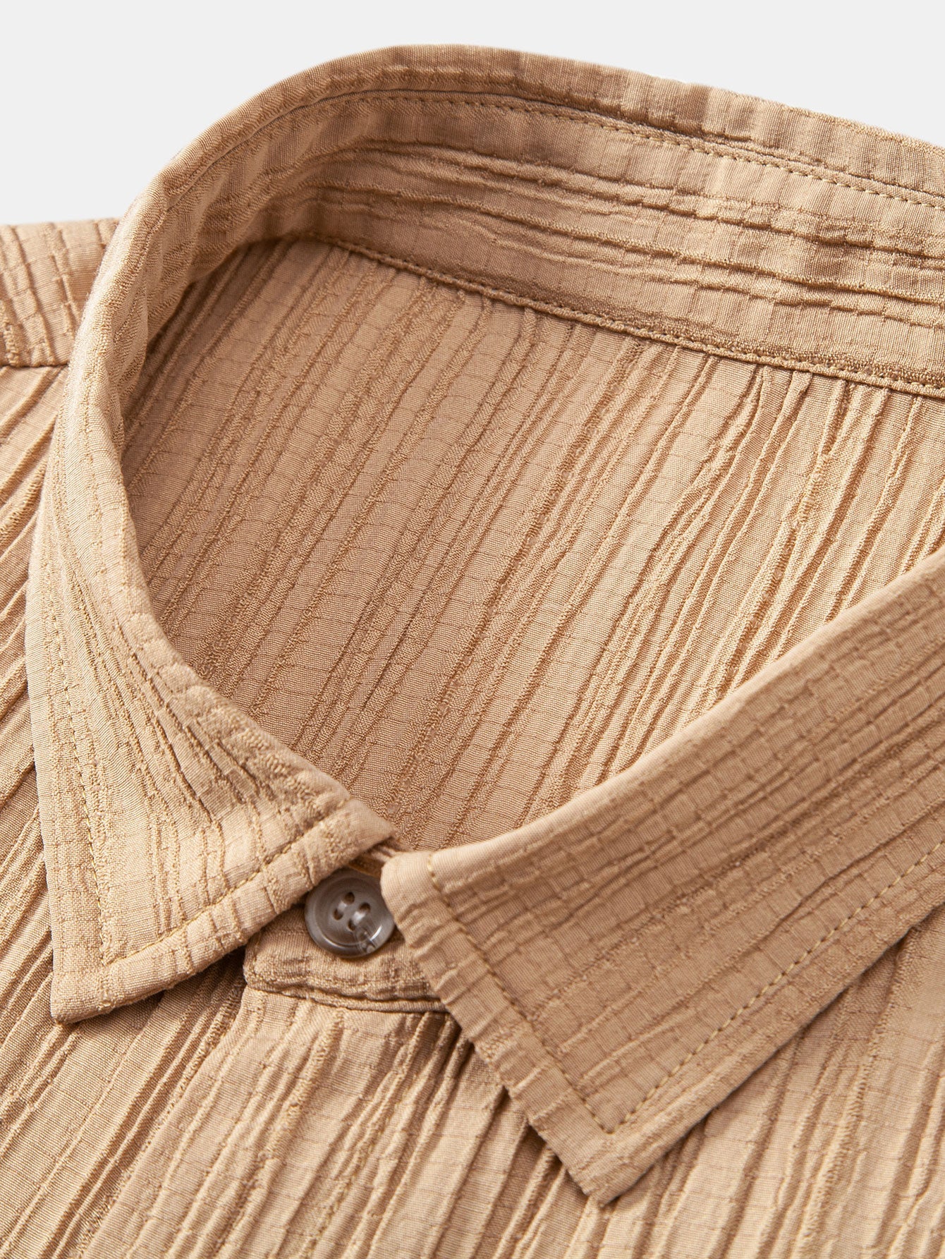 Crinkled Textured Button Up Shirt & Crinkled Textured Drawstring Shorts