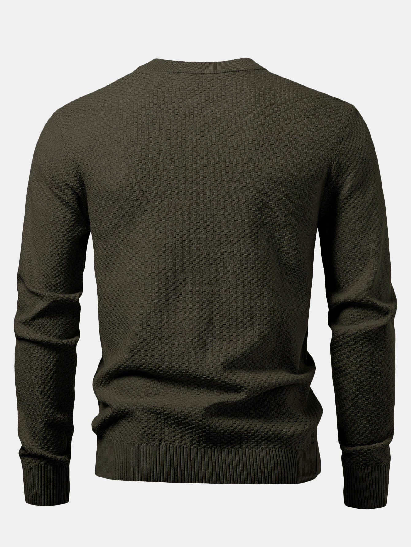 Checkerboard Textured Crew Neck Sweater