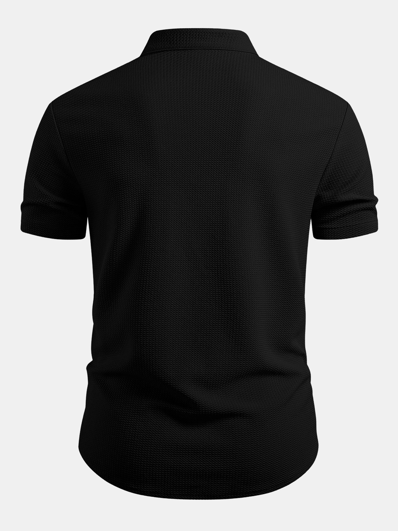 Muscle Fit Textured Stand Collar Shirt