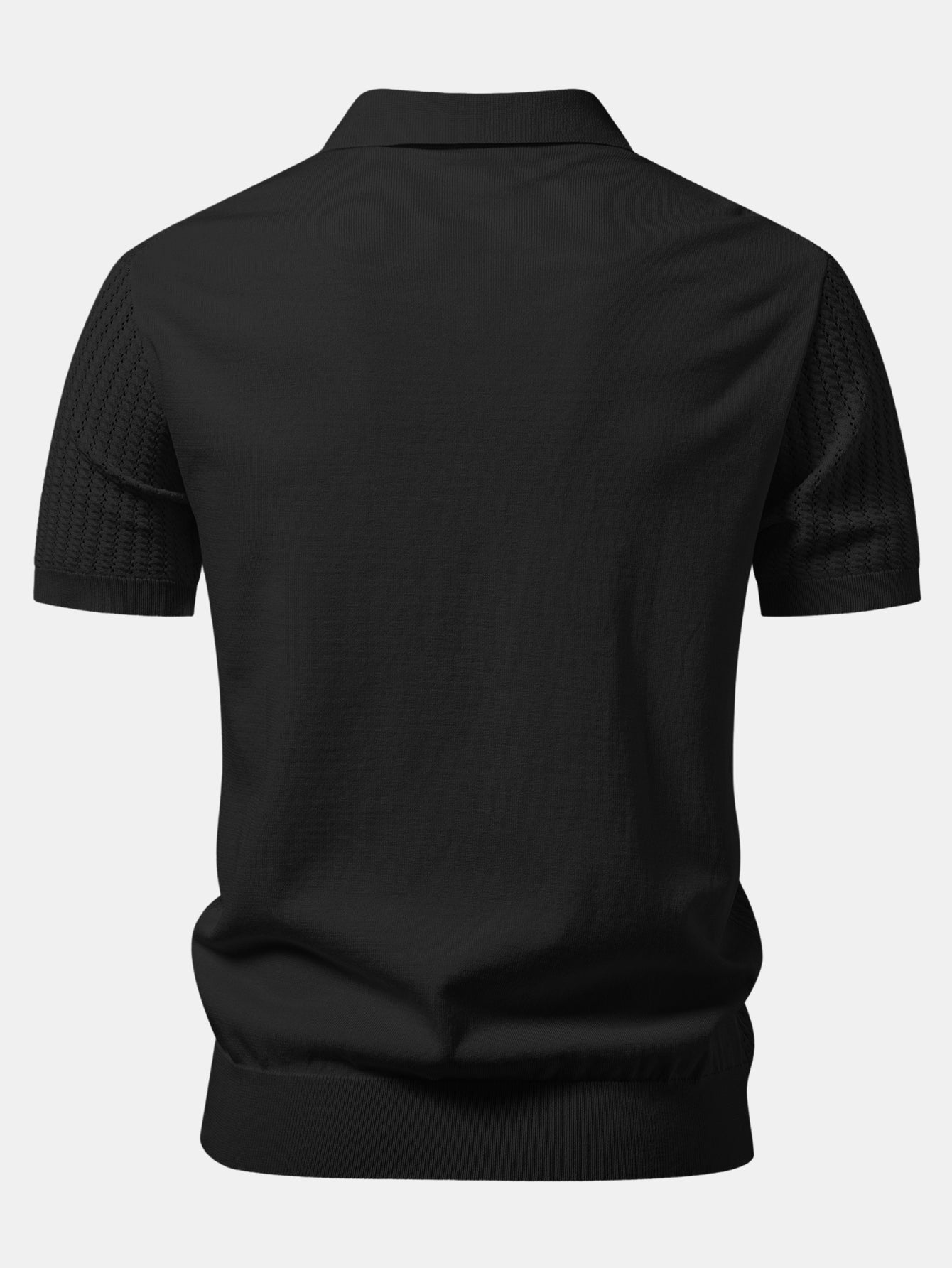Striped Open Knit Polo