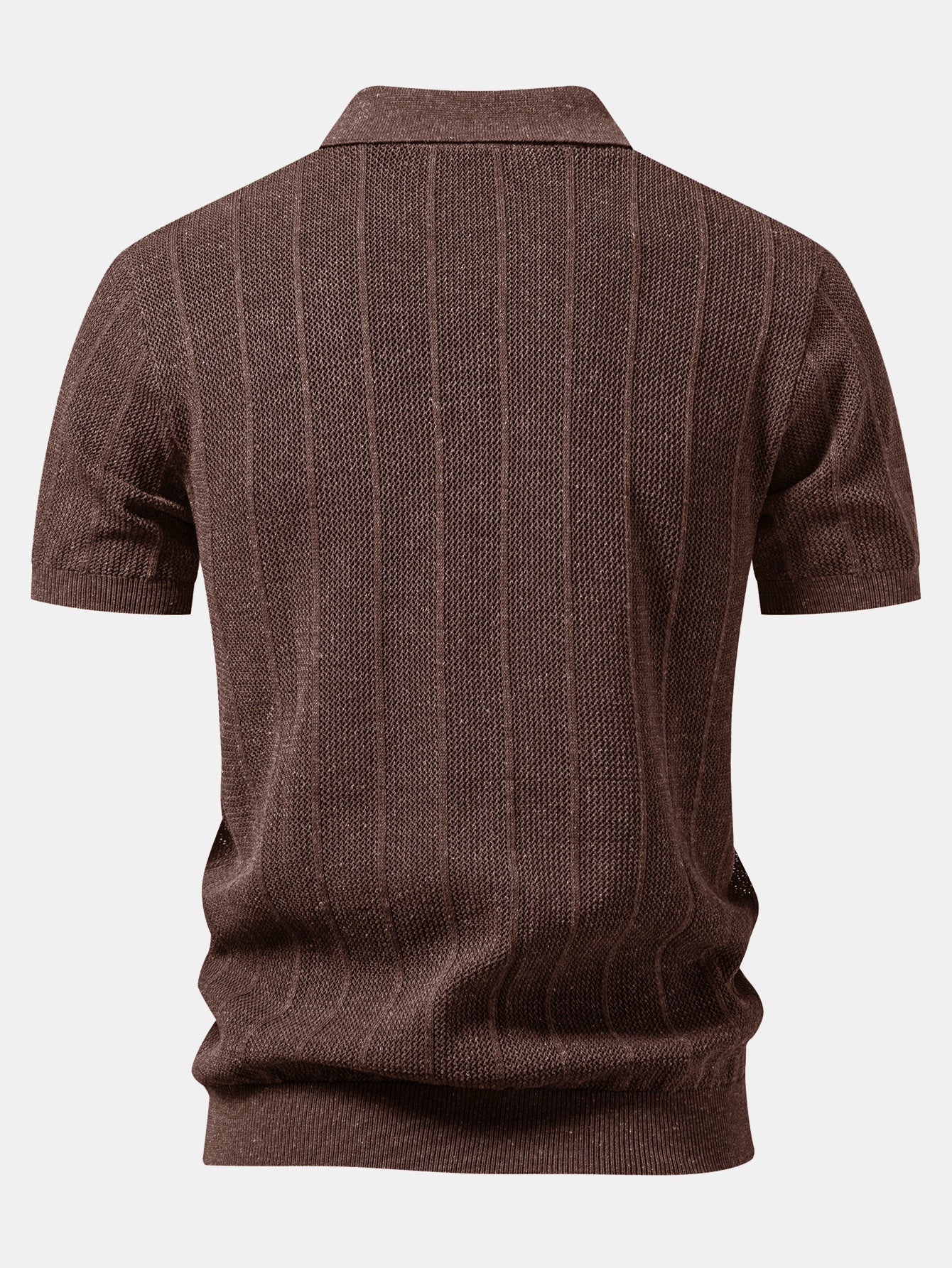 Linen Stripe Open Knit Polo