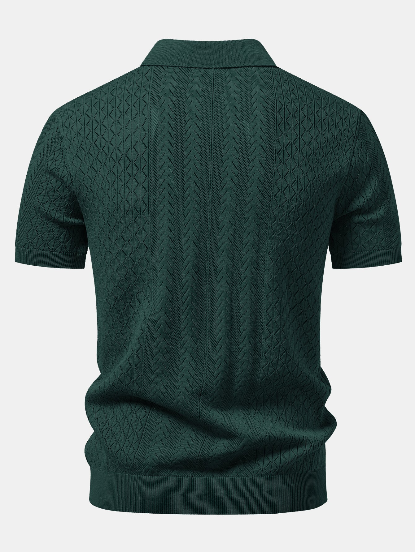 Geometric Jacquard Open Knit Polo
