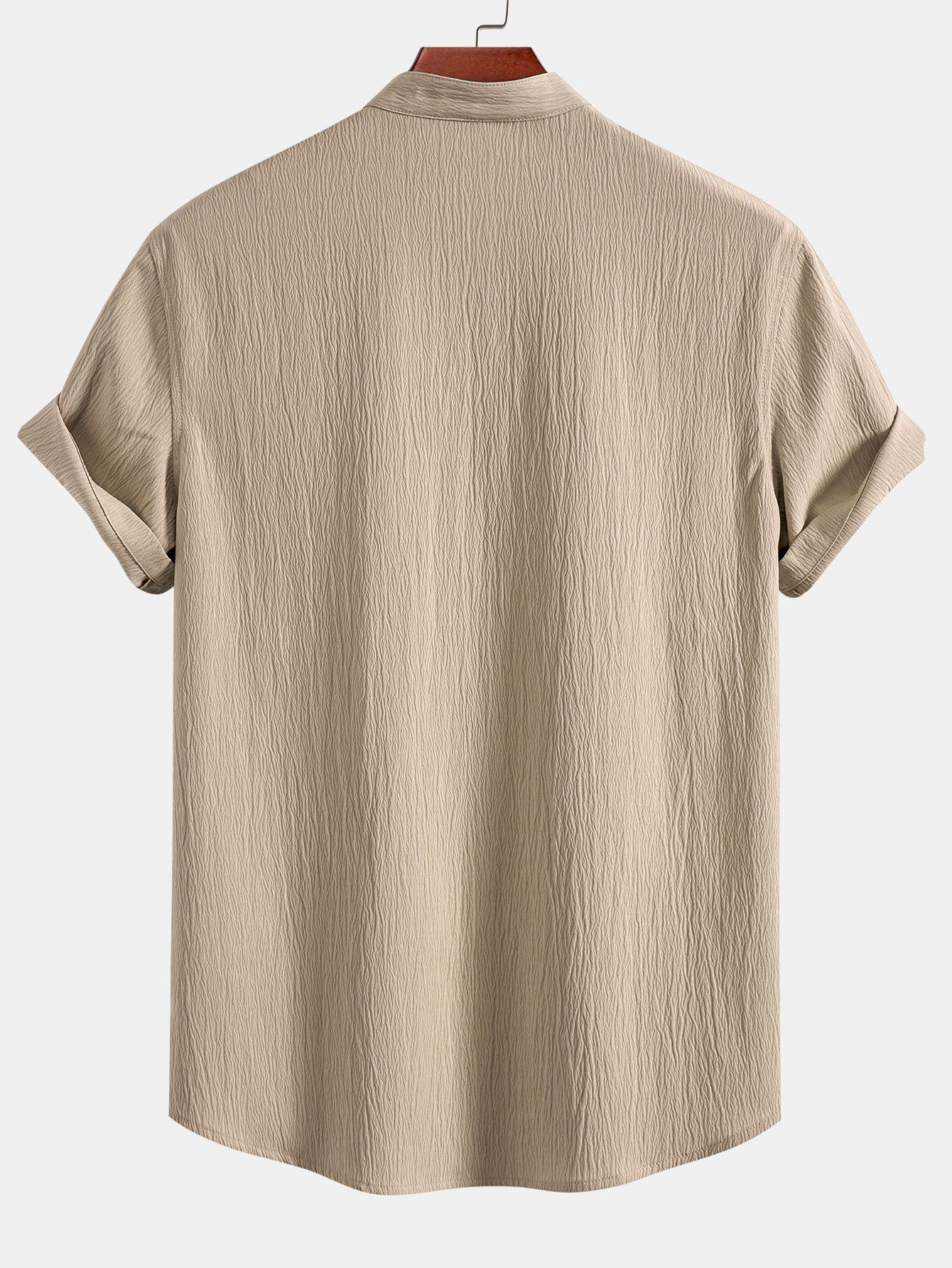 Crinkled Textured V Neck Shirt & Crinkle Textured Straight Leg Pants