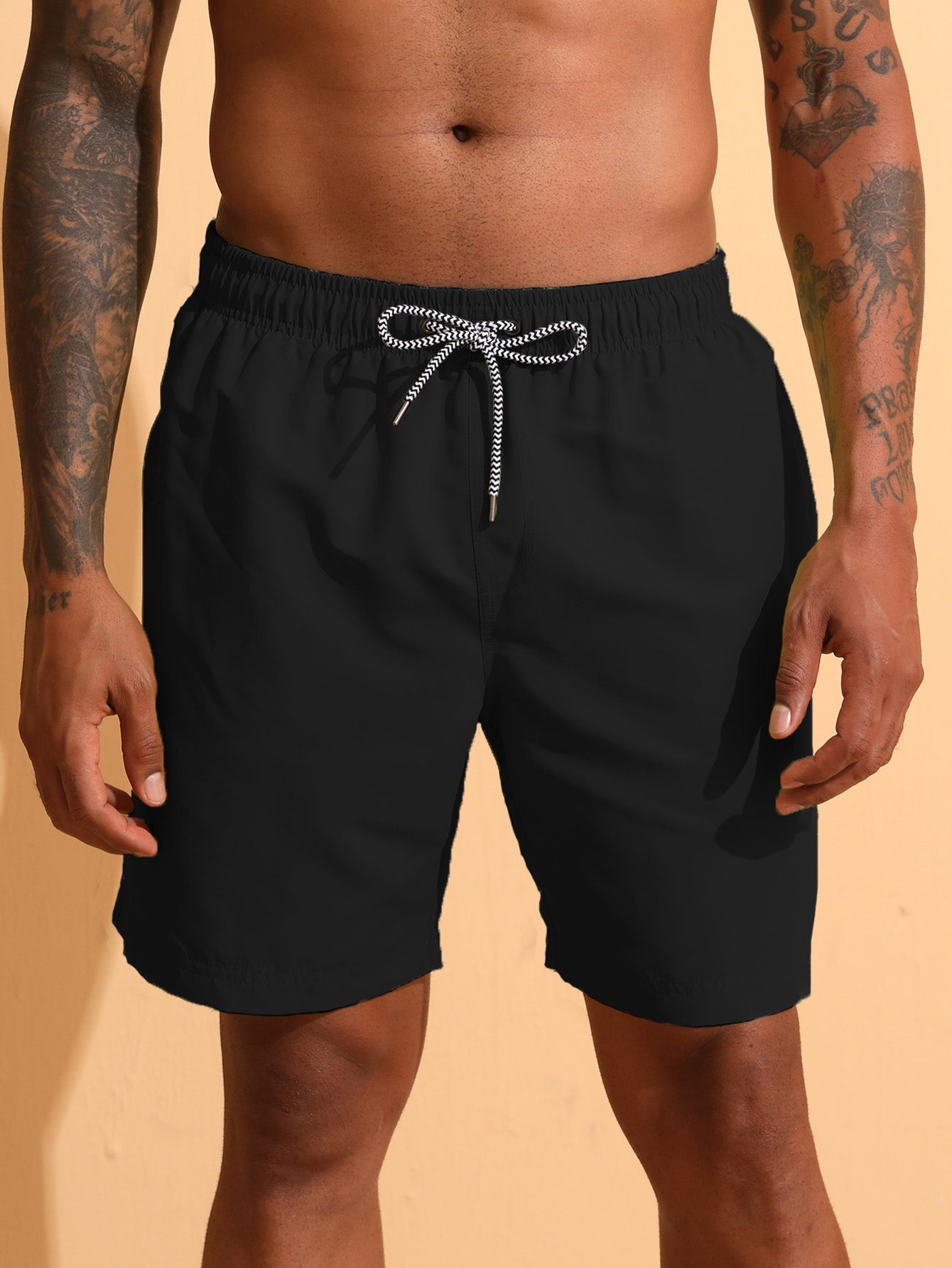 3 Pieces Contrast Waistband Swim Shorts