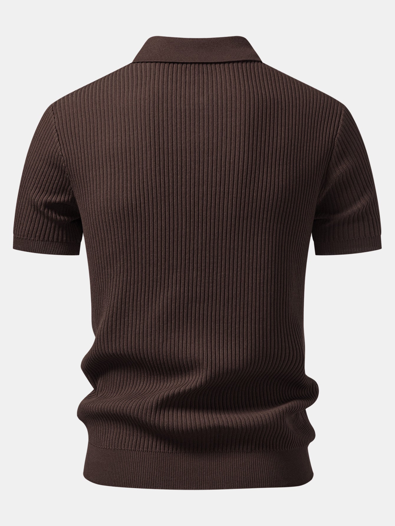 Ribbed Zipper Knit Polo