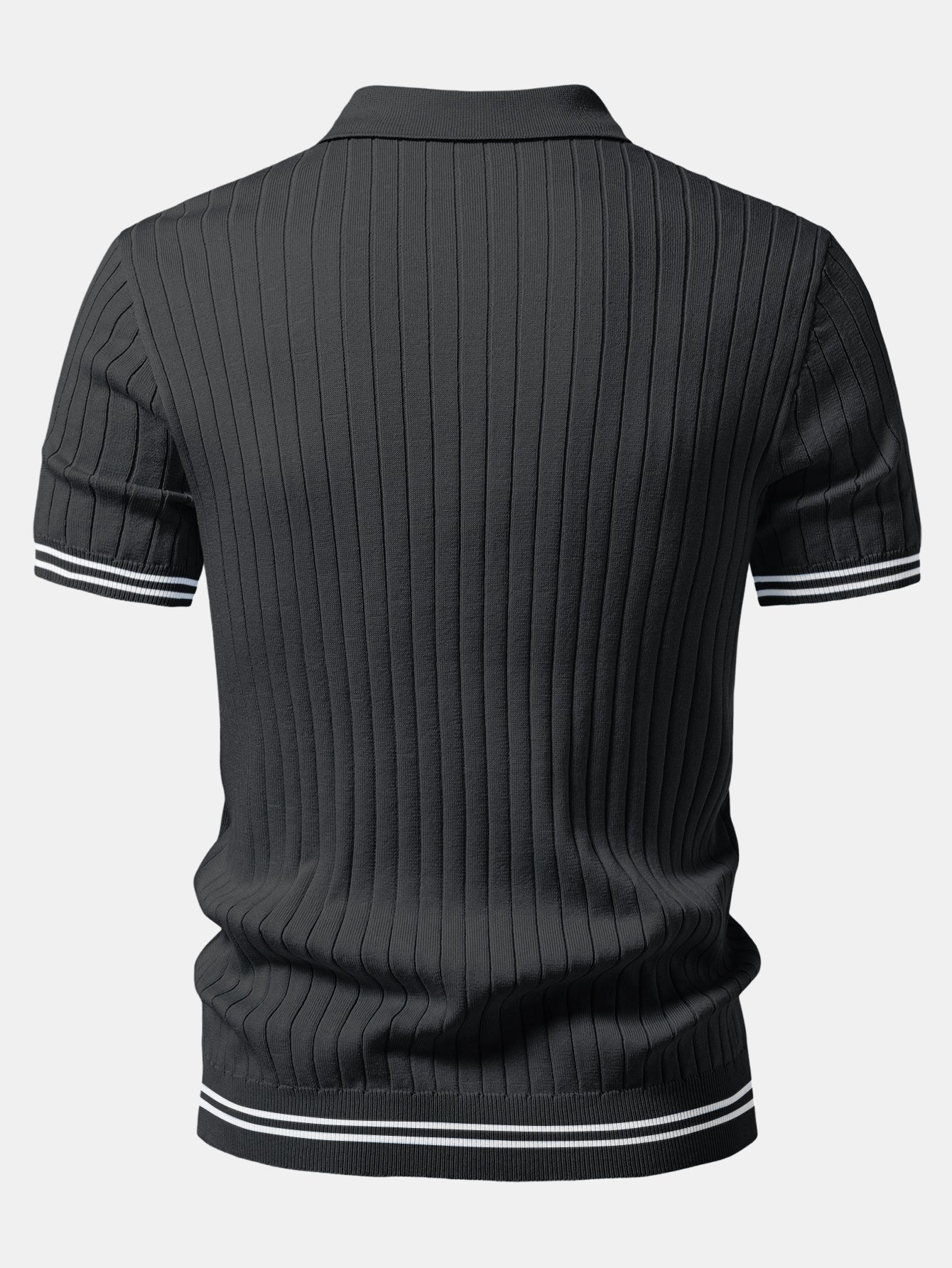 Contrast Trim Johnny Collar Knit Polo