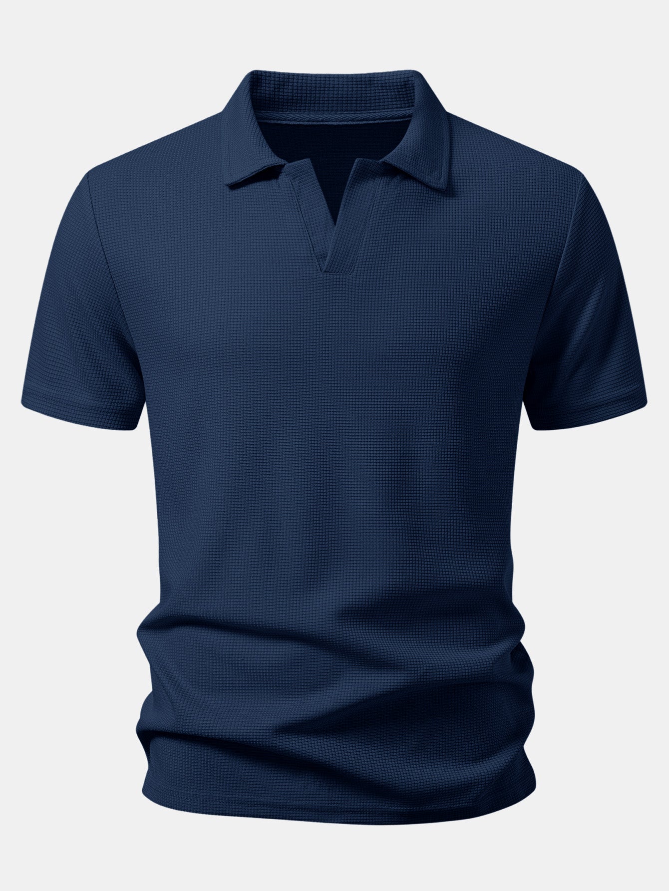 Waffle V Neck Polo