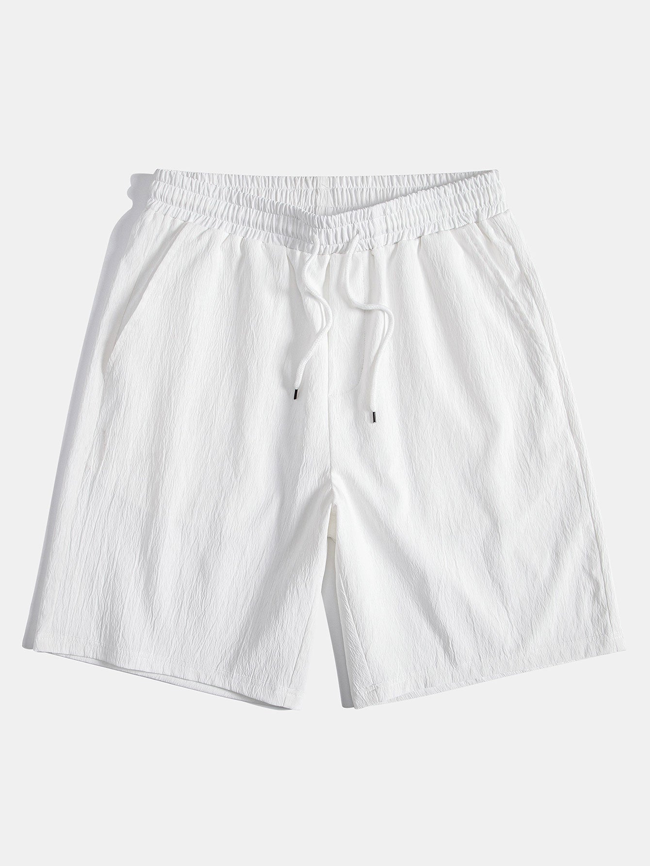 Crinkled Textured Button Up Shirt & Crinkled Textured Drawstring Shorts