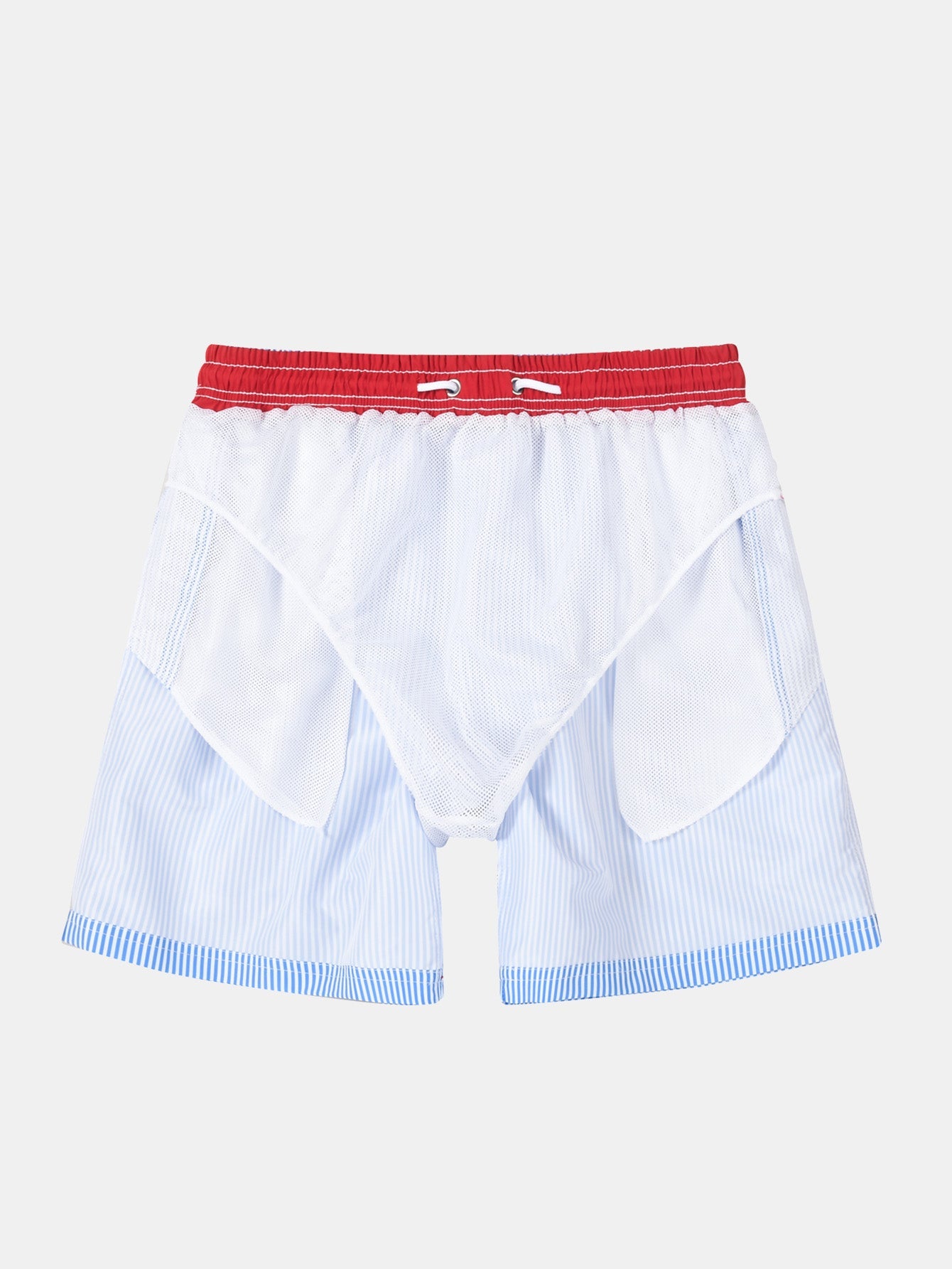 3 Pieces Vertical Striped Drawstring Swim Shorts