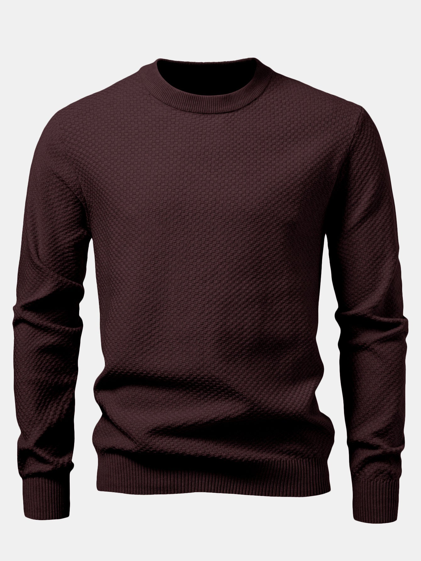 Checkerboard Textured Crew Neck Sweater