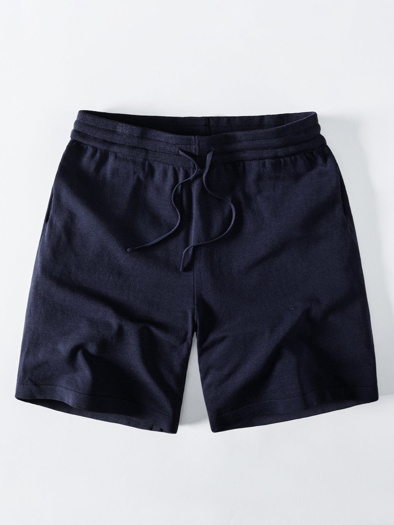 Solid Drawstring Knit Shorts