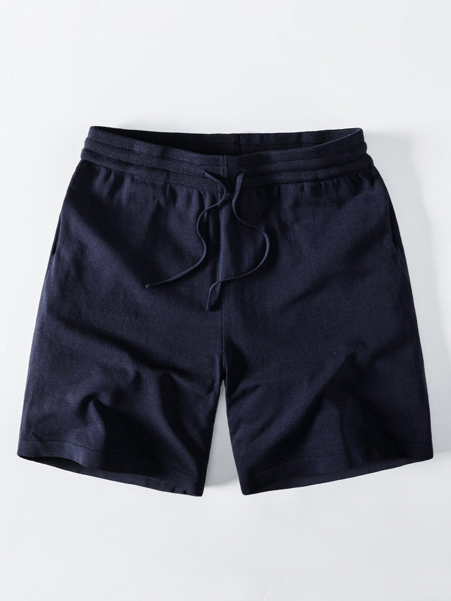 Solid Drawstring Knit Shorts