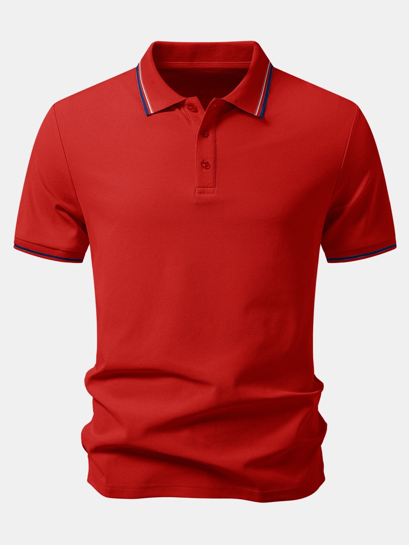 Contrast Striped Trim Pique Polo