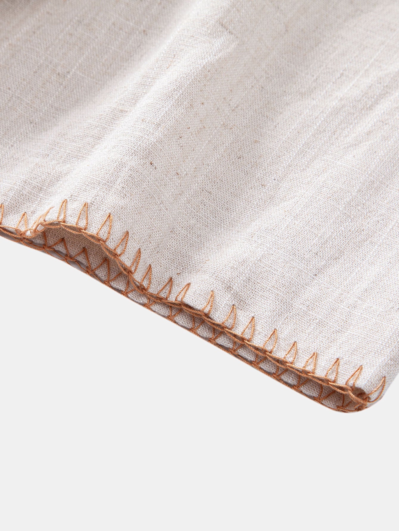 Contrast Stitching Linen Rayon Blend Cuban Shirt