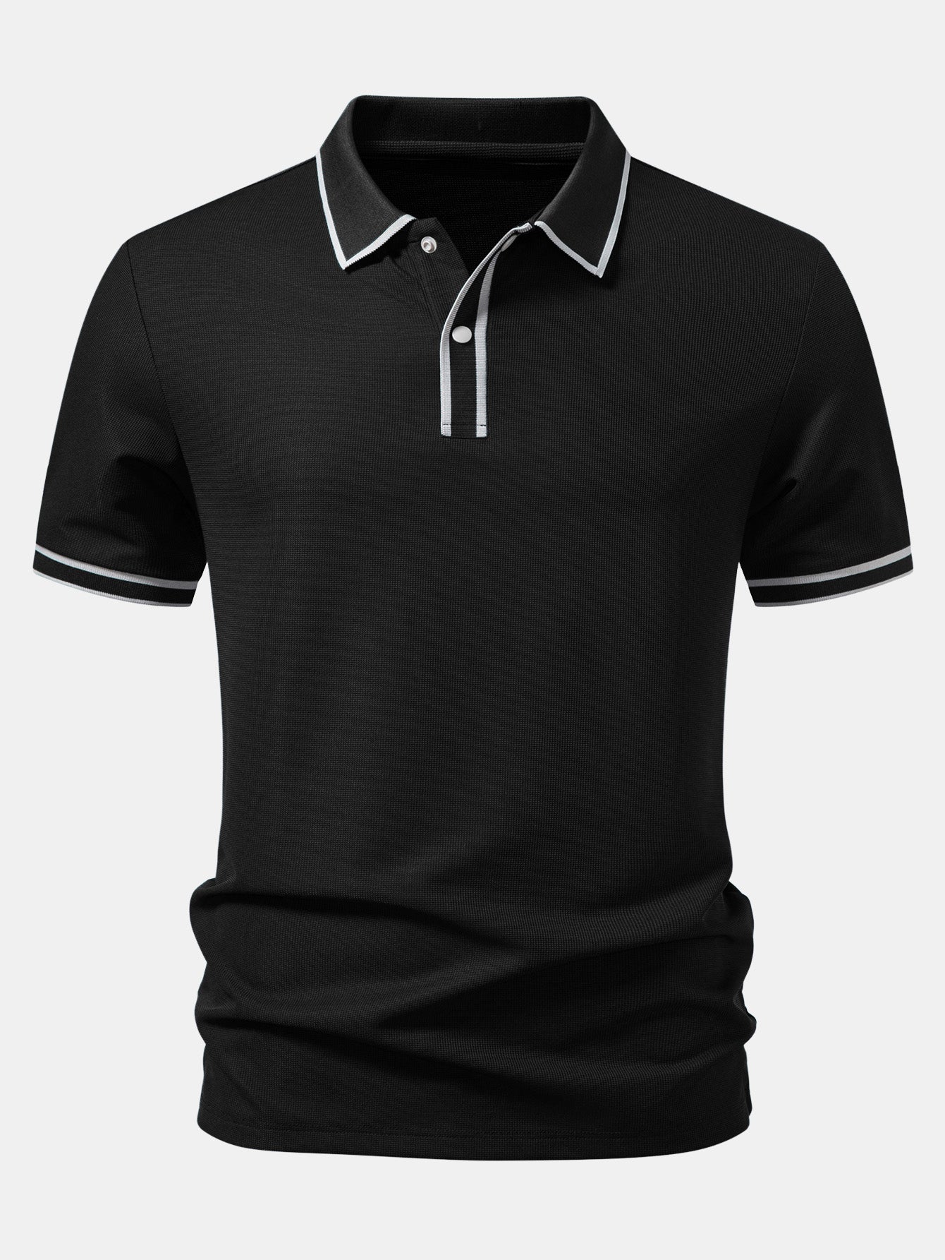 Contrast Trim Waffle Polo