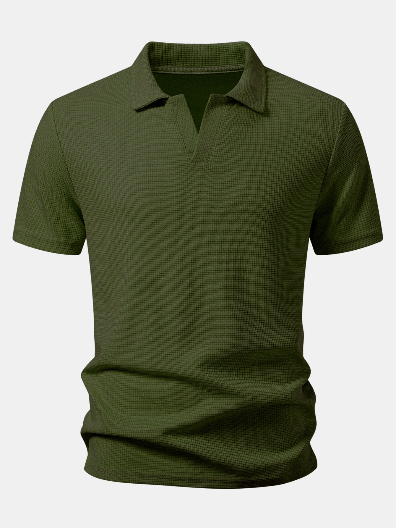 Waffle V Neck Polo