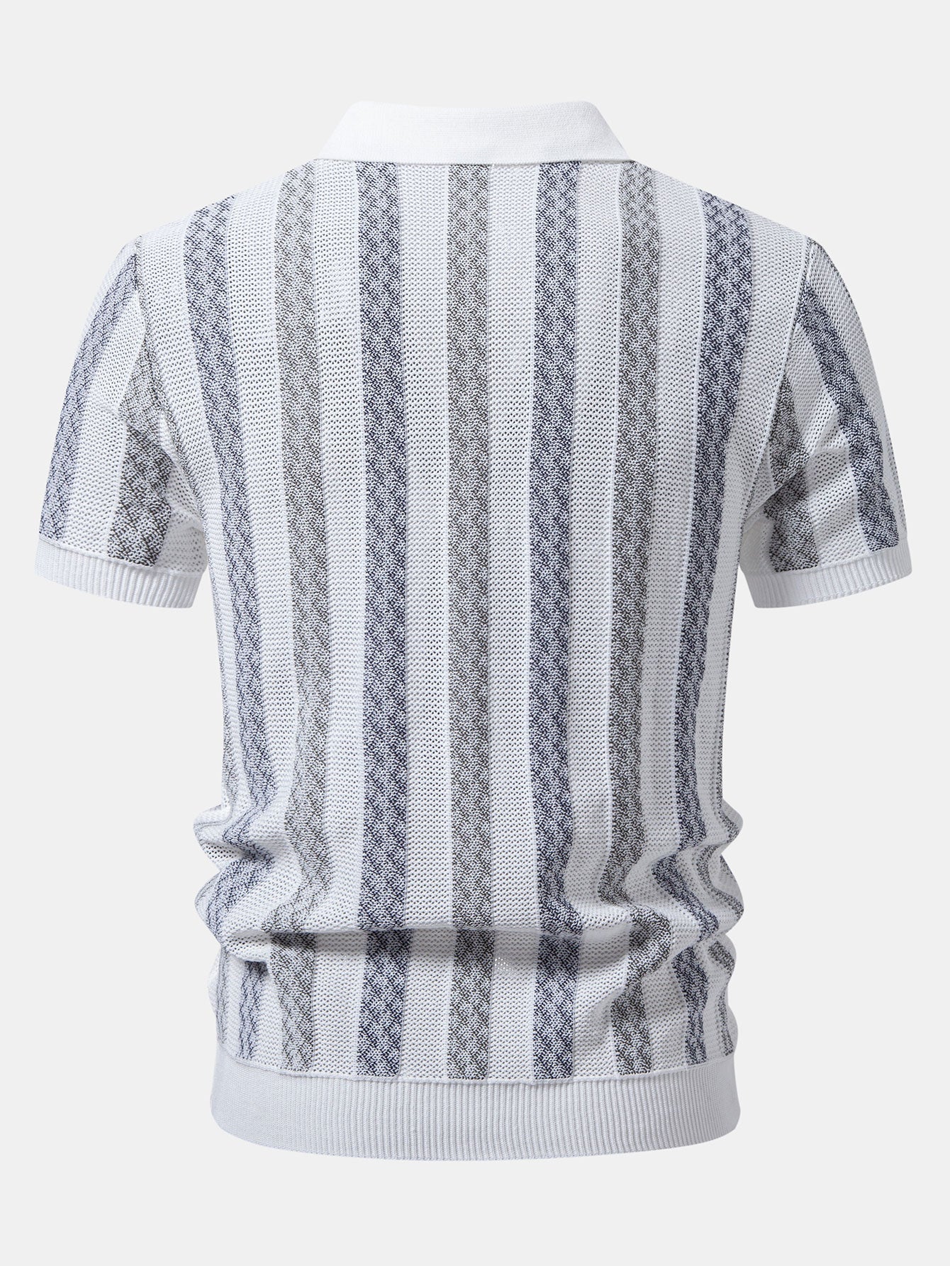 Striped Textured Knit Polo & Elastic Waist Chino Shorts