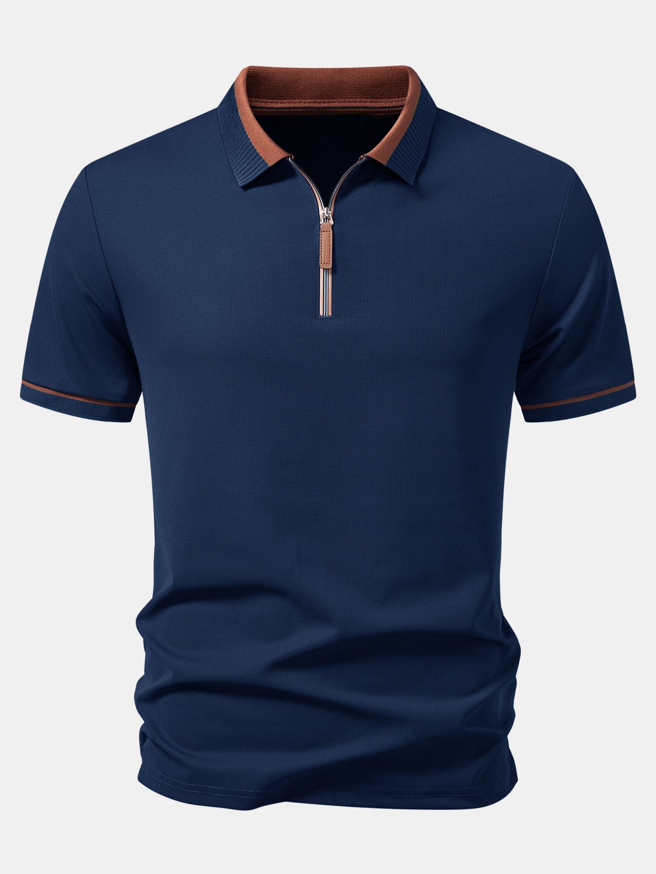 Contrast Trim Zipper Polo