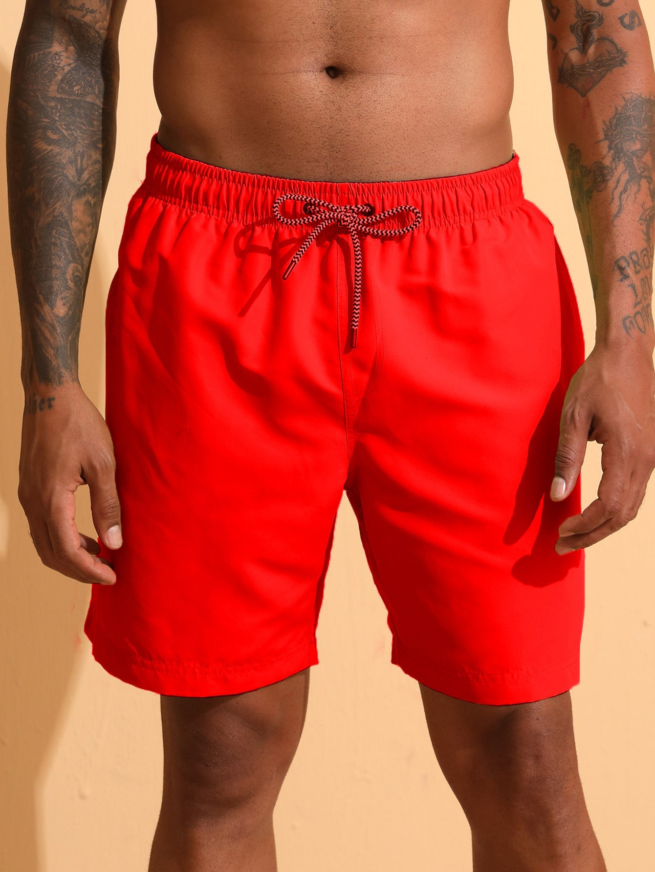 3 Pieces Contrast Waistband Swim Shorts