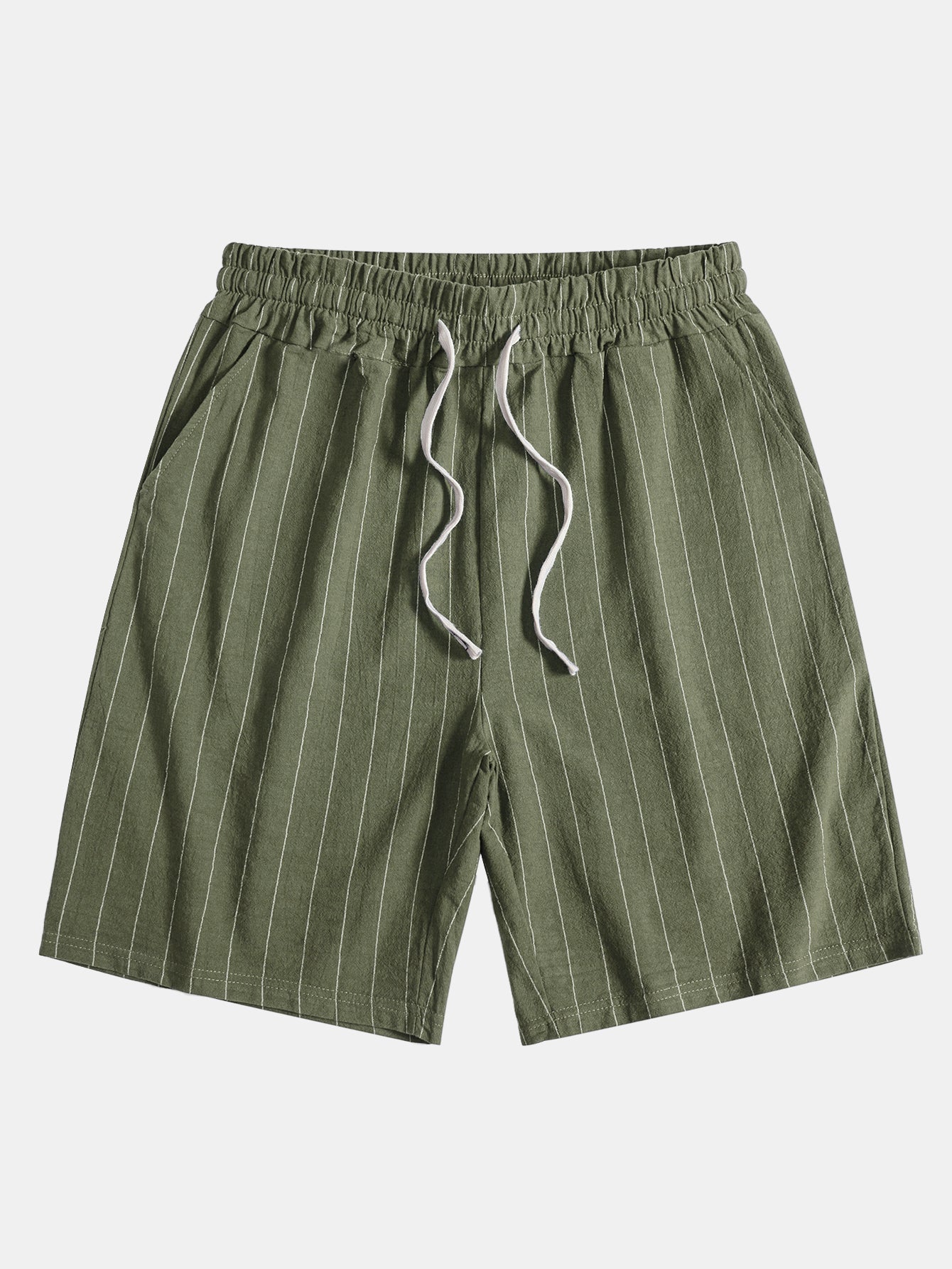 Linen Look Striped Button Up Shirt & Drawstring Shorts