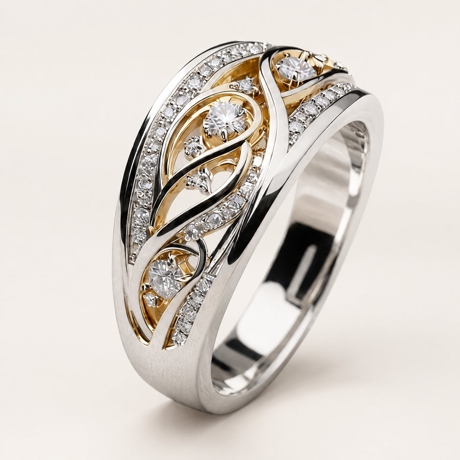 Hollow Gold & Silvered Ring