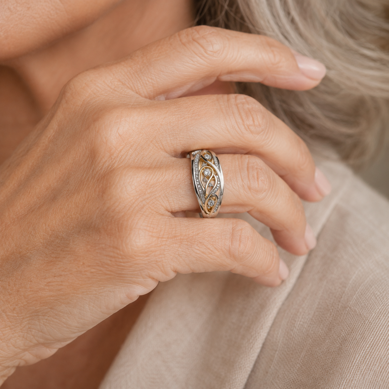 Hollow Gold & Silvered Ring